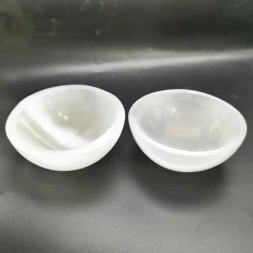 Natural Selenite Bowls Hand Carved Crystal Wicca Stone Gift Art Decoration Collectible