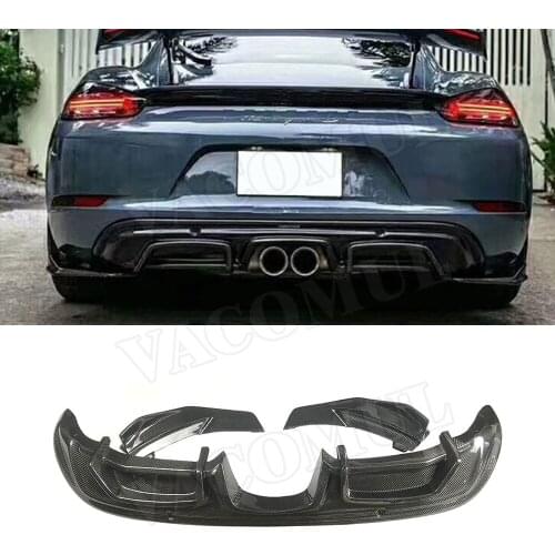 Carbon Fiber Rear Lip Diffuser Spoiler Splitters fit for Porsche 718 Cayman Boxster Base S Coupe 2016-2019 Car Bumper Guard