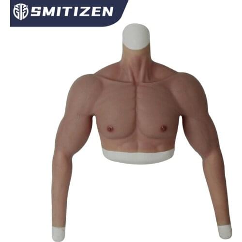 Smitizen Realistic Man’s Muscle Suit Vest for Cosplay Silicone Fake Chest Male Belly False Macho Bodysuit Artifical Simulation