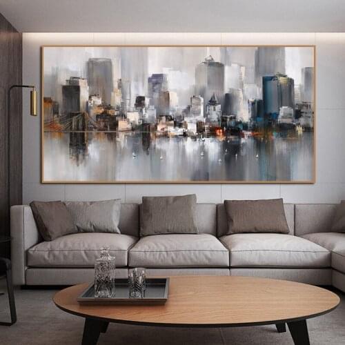 RELIABLI ART Abstract City Building Landscape Posters Home Wall Canvas Paintings For Cuadros Living Room Decor Pictures No Frame