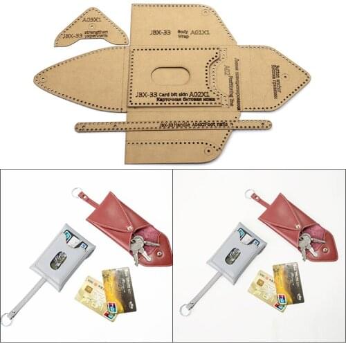 DIY handmade leather kraft paper template key case coin purse card case drawing mold hand sewing design pattern