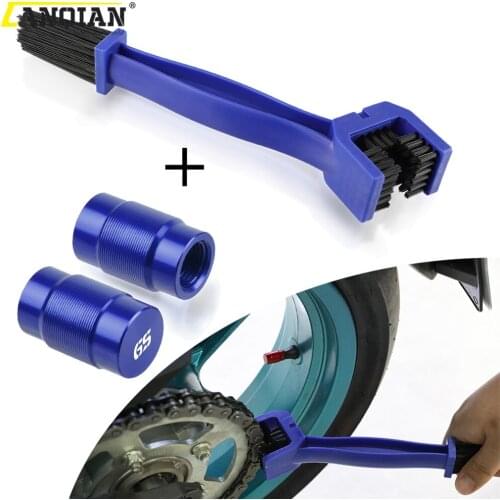 Motorcycle Chain Cleaning Maintenance Brush Vehicle Wheel Tire Valve Stem Covers For BMW F650GS F700GS F750GS F800GS F850GS ADV