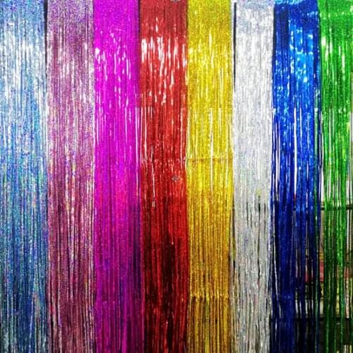 Colorful Foil Rain Curtain 1x3M Rain Silk Background Wall Birthday Wedding Party Arrangement Hanging Ornaments Supplies