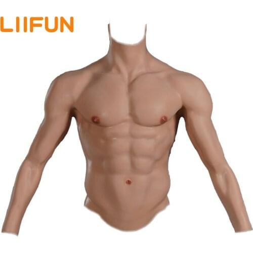 Silicone Muscle Suit With Arms For Male Realistic Fake Belly Muscle Macho Men Chest Crossdressing Suit Transvestism Fake Boobs
