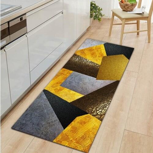 Modern Style Polygon Pattern Doormat Home Washable Kitchen Mat Bedroom Floor Decoration Living Room Carpet Non-Slip Bath Rug