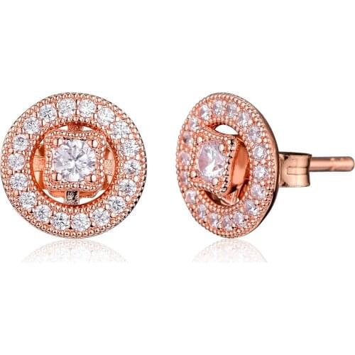 Vintage Allure Rose Stud Earring 100% 925 Sterling-Silver-Jewelry Free Shipping