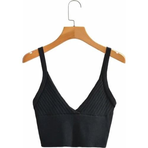 ZA Women 2021 Sweet Fashion Cropped Solid Color Knitted Blouses Vintage Backless Thin Straps Female Shirts Chic Tops