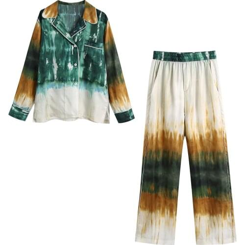 JC·KILIG 2021 Womens Tie-Dyed Silk Blouse and Trousers 1530 1531