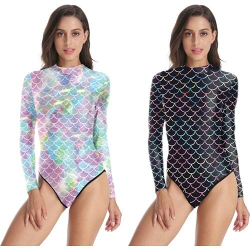 Women Mermaid Bikini Suit Swimsuit Costume Long Sleeve One-piece Surfing Swim Suits Summer Sexy Swimwear Scale Beachwear