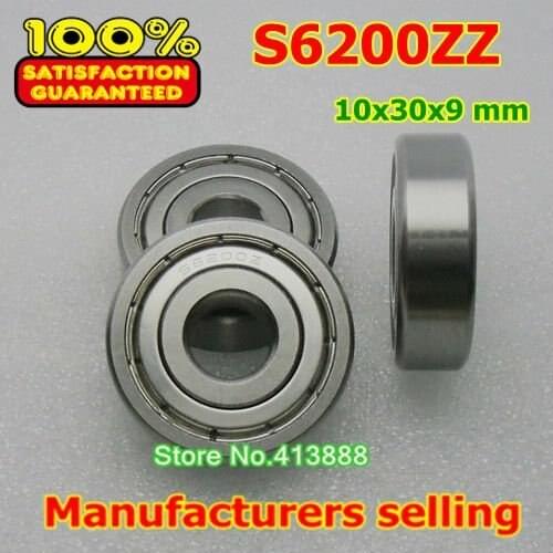 10pcs Free Shipping SUS440C environmental corrosion resistant stainless steel deep groove ball bearings S6200ZZ 10*30*9 mm