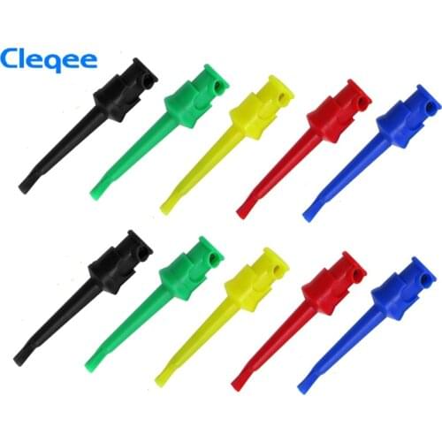 HOT Cleqee P5002 10pcs Multimeter Good quality Test Hook Clip Lead Wire Kit Grabbers Test Probe SMT/SMD IC D20 Cable Welding