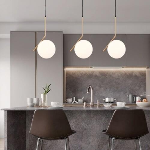 20cm Modern Glass Ball Pendant Light Fixture Round Iron luminaire Metal Lamp Designer Glass Luster