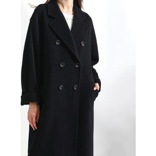 2021 Autumn Women Coat Solid Color Double Breasted Mid-Length With Belt Overcoat Winter Loose Casual Plus Size Female Outwear