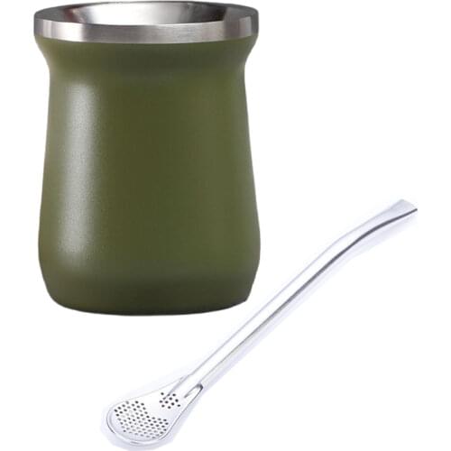 340ML 304 Stainless Steel Vacuum Beer Mug Filter Spoon Double-Layer Outdoor Travel Coffee Cup Creative Insulated Mate Cup