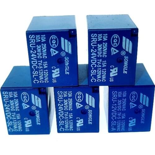 5pcs relay 4-pin 5-pin DC 5V 12V 24V SRU-05VDC-SL-C SRU-12VDC-SL-C SRU-24VDC-SL-C 10A 250VAC 5pin power relay