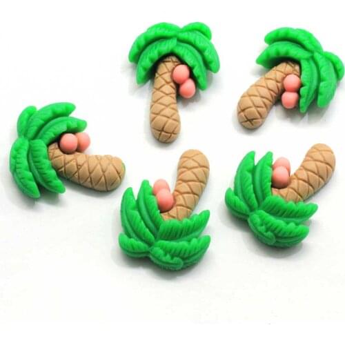 50/100pcs Bulk Resin Palm Tree Cabochons Kawaii Flatback Dollhouse Cabs Miniature Cute Palm Tree Beads Beach Cabochons