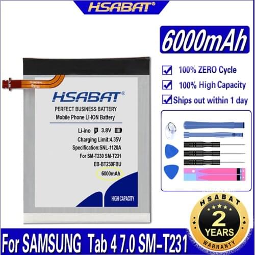 HSABAT EB-BT230FBE 6000mAh Battery for Samsung Galaxy Tab 4 7.0 7.0" T230 T231 T235 SM-T230 SM-T231 SM-T235 Batteries
