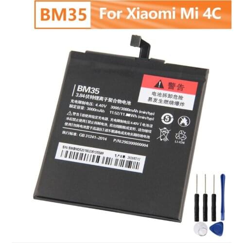 Xiao Mi Original BM35 Battery For Xiaomi 4C mi 4c BM35 Genuine Replacement Phone Battery 3080mAh With Free Tools
