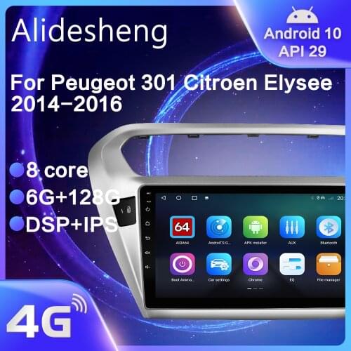 For Peugeot 301 CITROEN Elysee 2013 2014 2015 2016 2017 2018 Android 10.0 DSP 8 core Car Radio Navigation multimedia Player