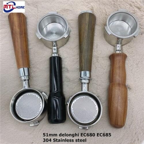 Coffee Bottomless Portafilter 51MM for Delonghi dedica EC680/EC685 Filter Replacement Filter Basket بورتافلتر ديلونجي Espresso