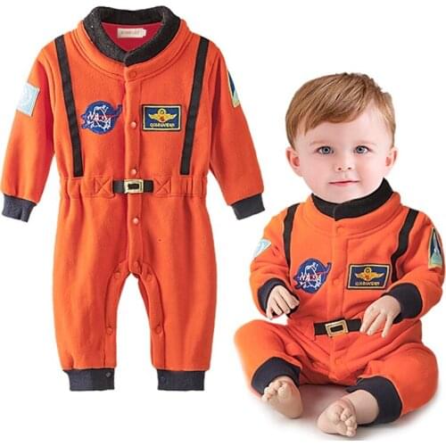 Autumn Winter Boys Orange Long Sleeve New Arrivel Spacesuit Jumpsuit For Toddler Kids Children Costume Fashion Clothing Suits