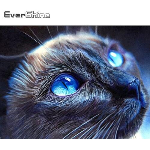 Evershine Diamond Painting Cat 5D DIY Full Square Diamond Embroidery Animal Rhinestone Art Home Decoration