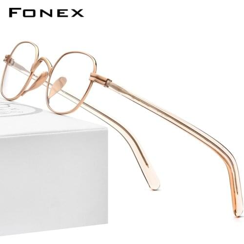 FONEX Pure Titanium Eyeglasses Men Retro Square Prescription Glasses Frame Women 2021 New Vintage Myopia Optical Eyewear F85675