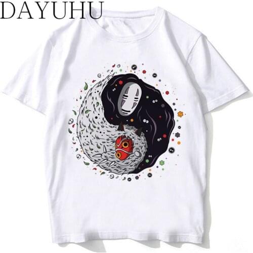 Studio Ghibli T Shirt Men Spirited Away Mononoke Printed T-shirt Funny Cartoon Boy Japanese Anime Tshirt Summer Top Tees