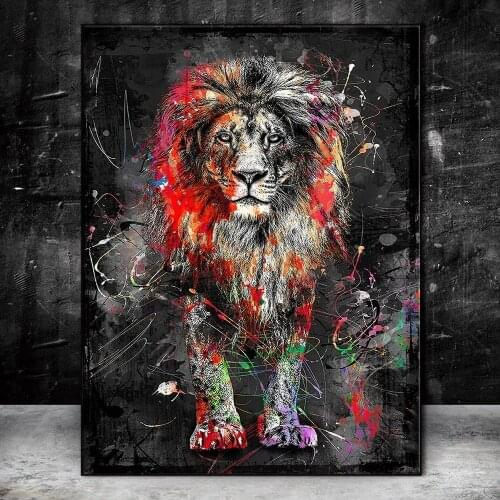 Graffiti Art Abstract Lion Canvas Posters and Prints Animals Painting Wall Pictures For Living Room Home Wall Cuadros Decor
