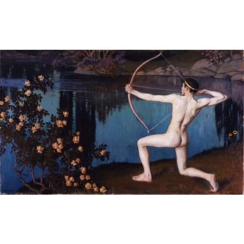 GOOD Decorative ART--TOP male men The Archer Jousiampuja 1898 print painting body art GAY painting ON CANVAS