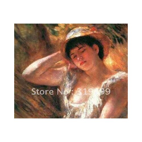 Oil Painting Reproduction on linen canvas,young girl sleeping by pierre auguste renoir, Free DHL Shipping,handmade