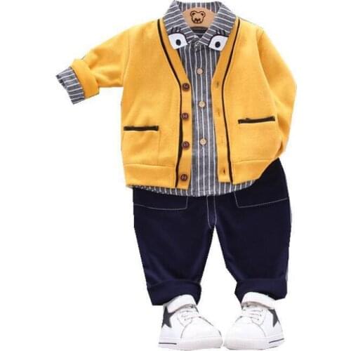 Baby Boy Clothing Sets Male Children Clothes Suits Gentleman Style Coats T Shirt Pants 3pcs/set Toddler Infant Clothes SUITS Set