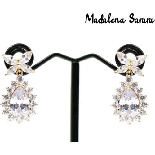 MADALENA SARARA AAA Cubic Zircon Pave Setting Marvelous High Polished Women Drop Earrings Simple Style MD-00652285