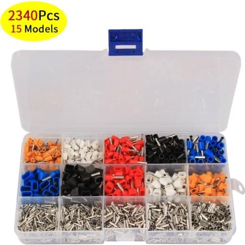 MUFOOR 15 Models Dual Ferrule Kit 2340Pcs Mixed Electrical Crimping Connectors Cord Wire End Crimp Terminal