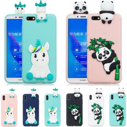 3D Cartoon Soft Silicone TPU Case on For Etui Huawei Y5 Y6 Y7 2018 Cute Unicorn Panda Cover for Huawei Y5 Y6 Y7 Prime 2018 Case