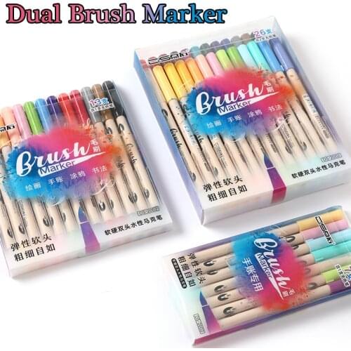 6/12/24 Colors Watercolor Brush Pen Set Dual Brush Markers Blending Soft Hard Lettering Drawing Pen Bullet Journal Art Supplies