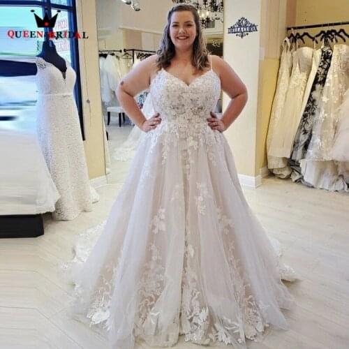Custom Made Wedding Dress Plus Size 2021 Real Photos A-line Sweetheart Lace Beading Elegant Formal Bride Dress KW31