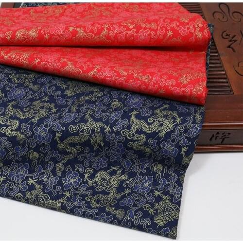 Half A Meter Chinese Dragon Style Cotton Bronzed Fabric For DIY Dress And Patchwork Home Textile Material