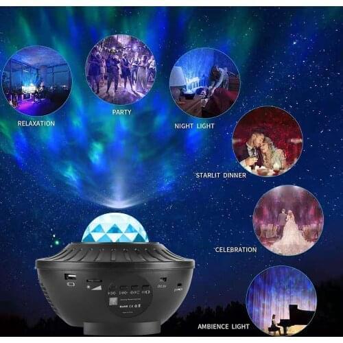 21 Color Starry Projector Bluetooth USB Voice Control Music Player LED Night Light Romantic Projection Lamp Kids Gift Room Decor