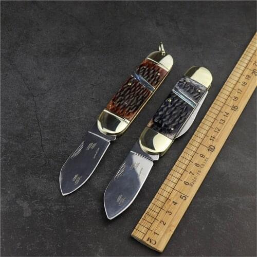 Sunfish light double folding knife fruit knife pure copper dyed beef bone handle collection sharp folding knife EDC tools