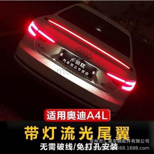 New Design Rear Wing Spoiler For AUDI A4 B9 2016 2017 2018 2019 2020 Flowing Brake Lamp Trunk ABS Plasti Spoiler Wing FOR A4