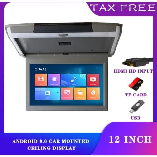 11.6"2G 16G 8 COREAndroid Roof Mounted Flip Down bus lcd monitor Super Slim foldable Android car tv overhead roof monitor 12v tv