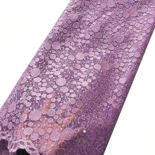 Embroidered Lilac African Tulle Lace Fabric 5 yards Latest African Laces 2020 High Quality Lace Swiss Polyester French Net Lace