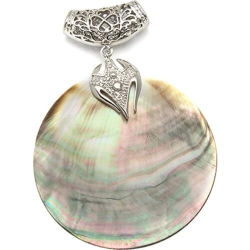 XINYAO Vintage Natural Mother of Pearl Shell Pendant Antique Silver Plated Abalone Shell Pendants Charms Jewelry Making F1151