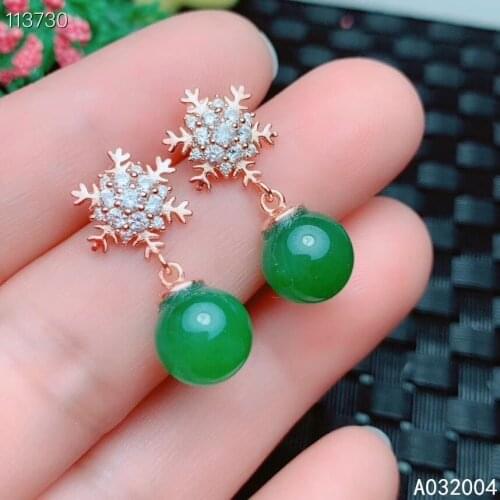 KJJEAXCMY Fine Jewelry 925 sterling silver inlaid natural Jasper female earrings Ear studs fashion support detection