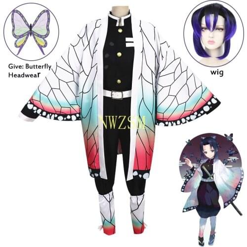 Anime Cosplay Demon Slayer Kimetsu No Yaiba Cosplay Kochou Shinobu Kimetsu No Yaiba Costume Halloween Women Costume scarf