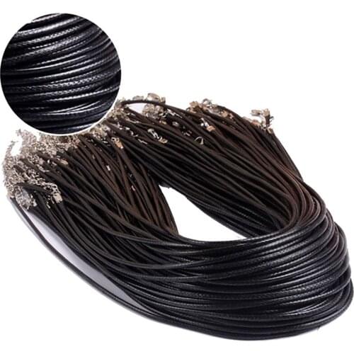 10pcs Korean Fashion Wholesale Black Leather Cord Wax Rope Chain Necklace 45cm Lobster Clasp Hypoallergenic Jewelry Accessorie