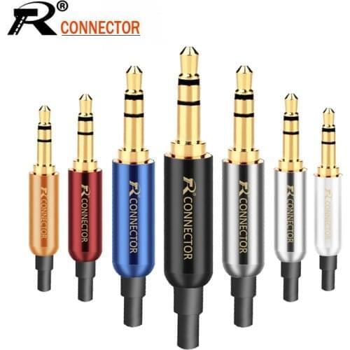 10pcs/lot Copper Audio Jack 3.5mm 3 Poles Stereo Connector Gold Plated Earphone Jack 3.5mm Male Plug with Tail plug