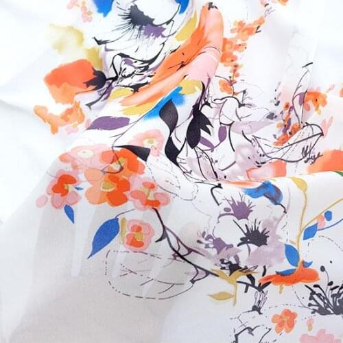 150cm*100cm 75d bilateral positioning flower / chiffon fabric Ink style costume clothing fabrics apparel fabrics