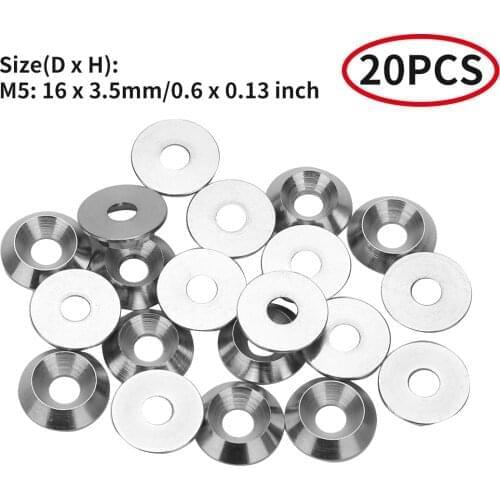 20Pcs Gasket Washers M3/M4/M5 304 Stainless Steel Cone Cup Head Screw Gasket Conical Washer Shim Reinforcement Ring Gasket